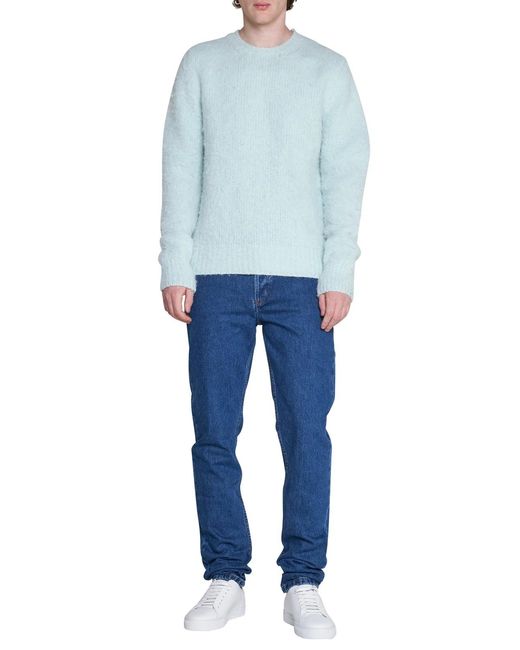 AMI Blue Long-Sleeved Crew-Neck Jumper for men