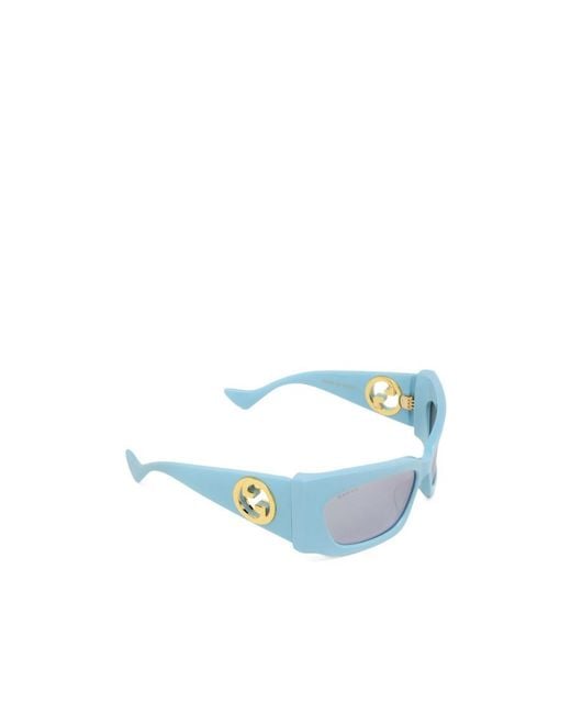 Gucci Blue Eyewear Geometric Frame Sunglasses