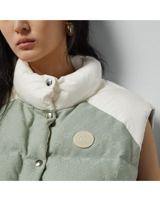 Gucci Green Gg Panelled Padded Gilet