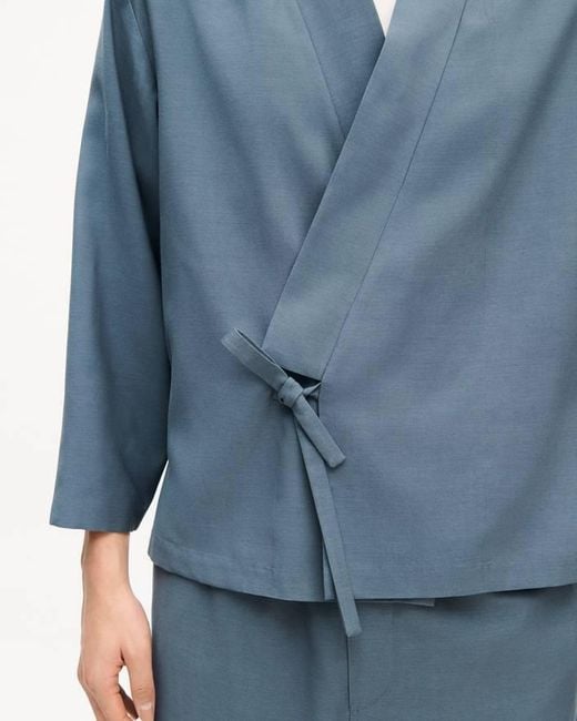 KENZO Blue Wrap Kimono Blazer for men