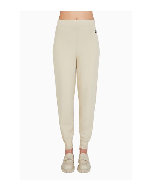 ARMANI EXCHANGE Natural Logo-Plaque Knit Joggers