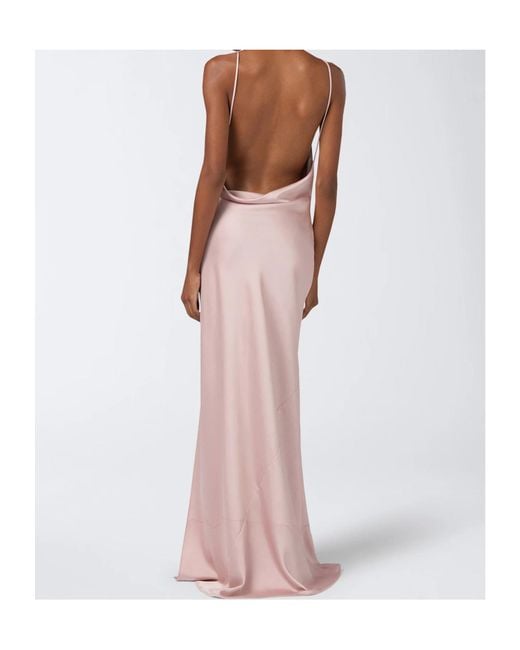 ANDAMANE Pink Vera Cowl-Neck Side-Slit Maxi Dress