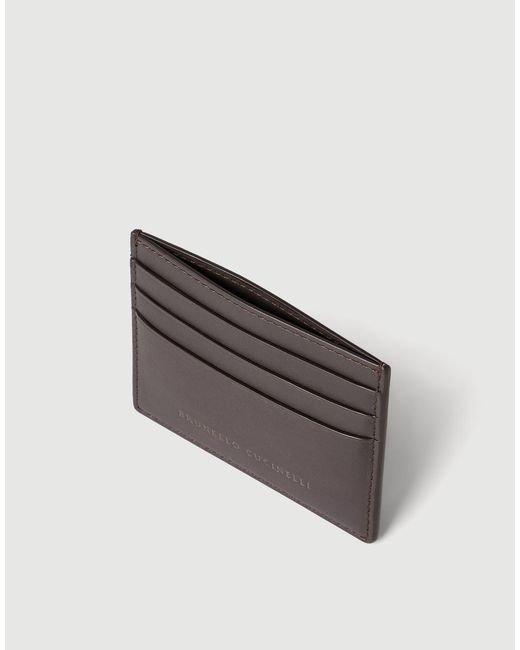 Brunello Cucinelli Gray Calfskin Card Case