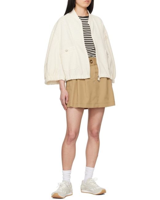 Moncler White 2-In-1 Bouclé Zip-Up Cardigan