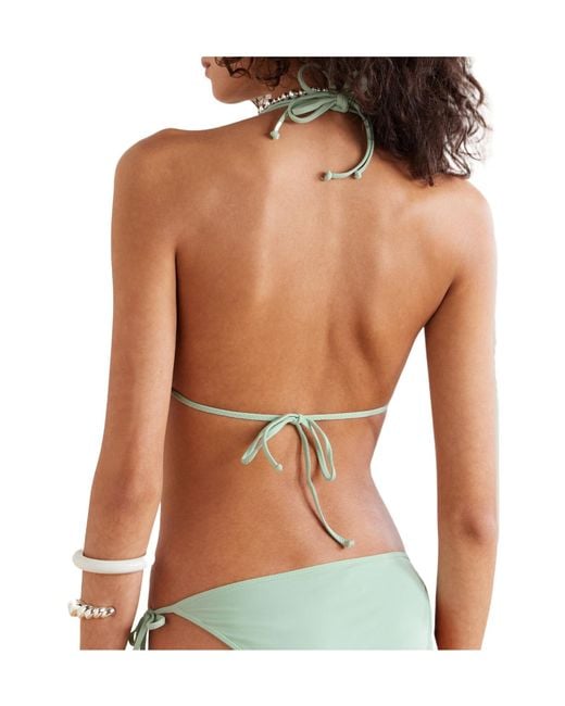 Marysia Swim Green Embellished Triangle Bikini Top