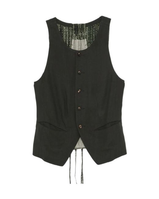 Ziggy Chen Gray Patterned-Panel Vest