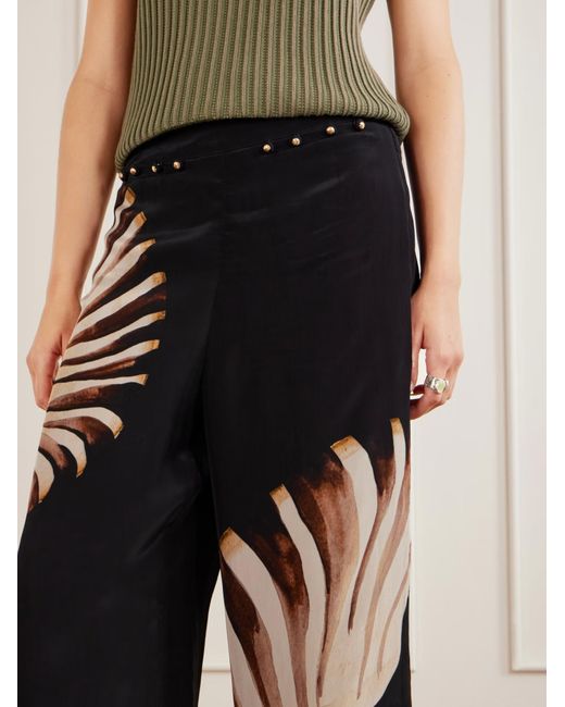 Farm Rio Black Printed Wide-Leg Pants