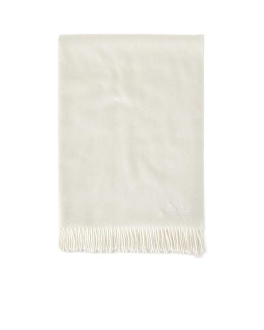 Loro Piana White Logo Details Cashmere Scarf