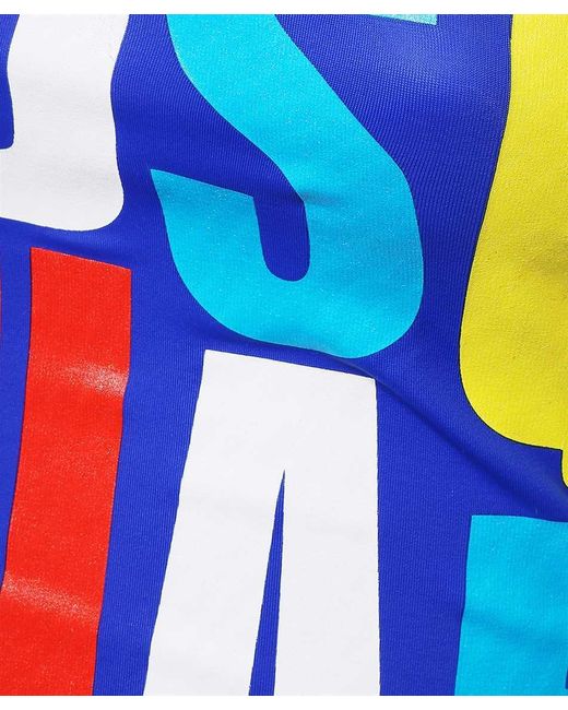 DSquared² Blue Logo-Print One-Shoulder One-Piece