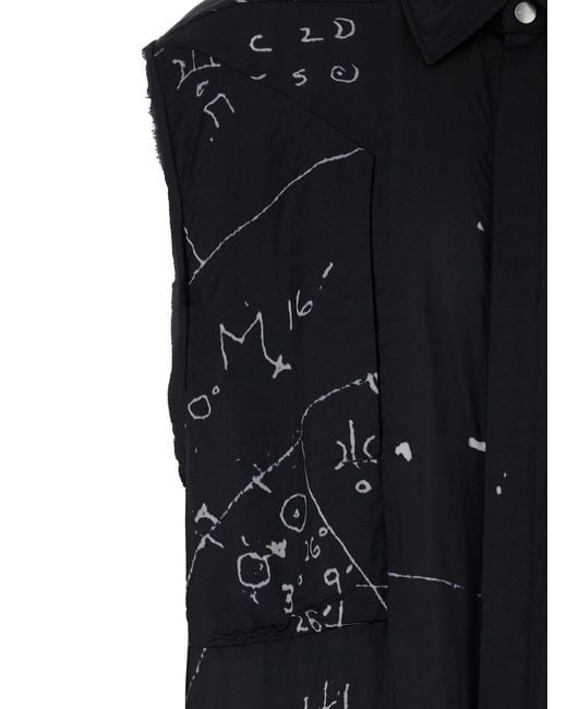 Rick Owens Black Sleeveless Printed Shirt for men