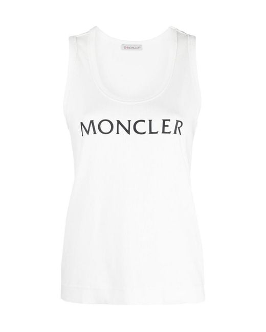 Moncler White Logo Tank Top