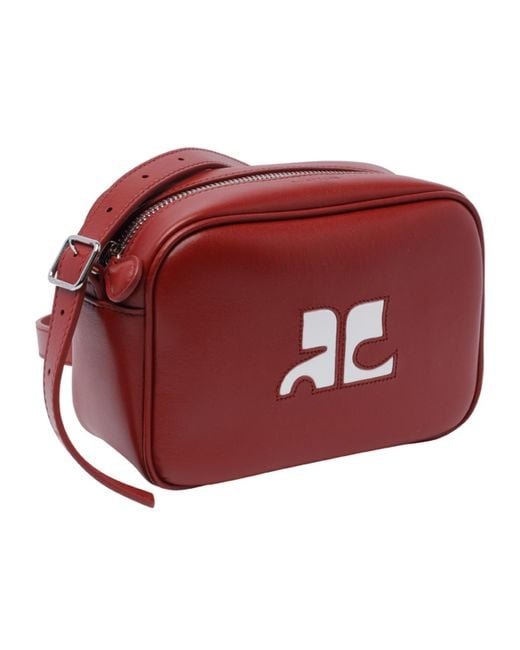 Courreges Red Courrèges Reedition Logo Patch Zip-Up Shoulder Bag