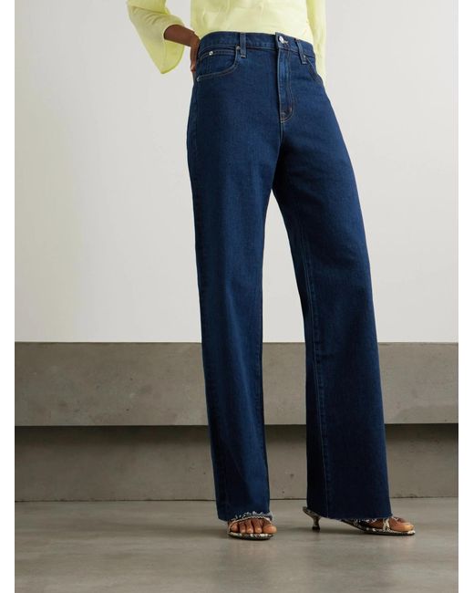 SLVRLAKE Denim Blue Grace High-Rise Wide-Leg Jeans