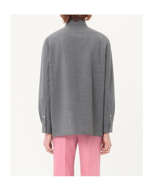 Valentino Gray Zip-Up High Neck Jacket for men