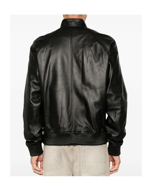 DSquared² Black Zip-Up Leather Jacket for men
