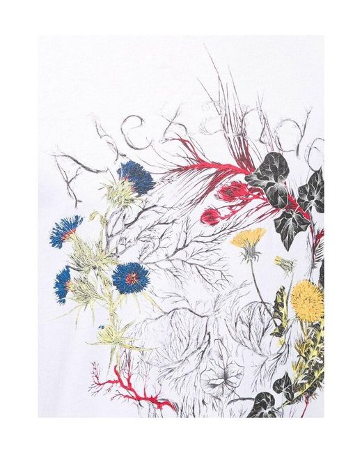 McQueen White Botanical Logo Print T-Shirt for men