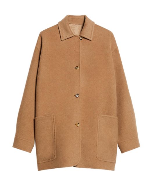 Max Mara Brown Collared Button-Up Coat