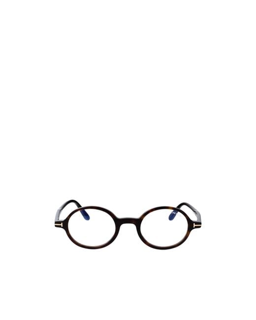 Tom Ford White Eyewear Round Frame Glasses for men
