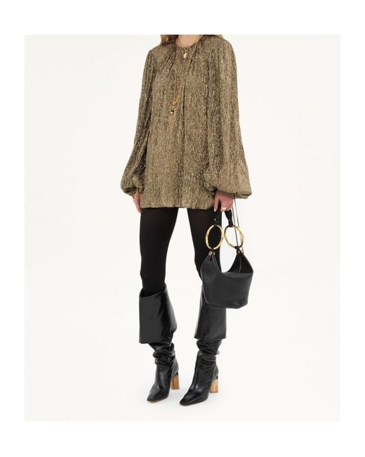 Chloé Green Chloé Gathered Drawstring Long Sleeve Top