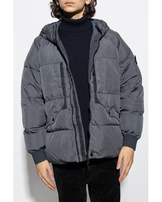 Stone Island Gray Compass-Patch Puffer Jacket for men