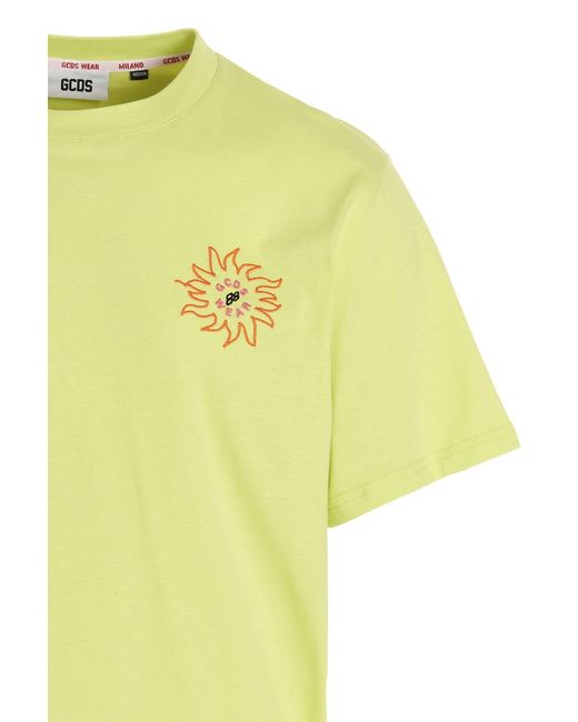 Gcds Yellow Surfing Weirdo Printed Crewneck T-Shirt for men