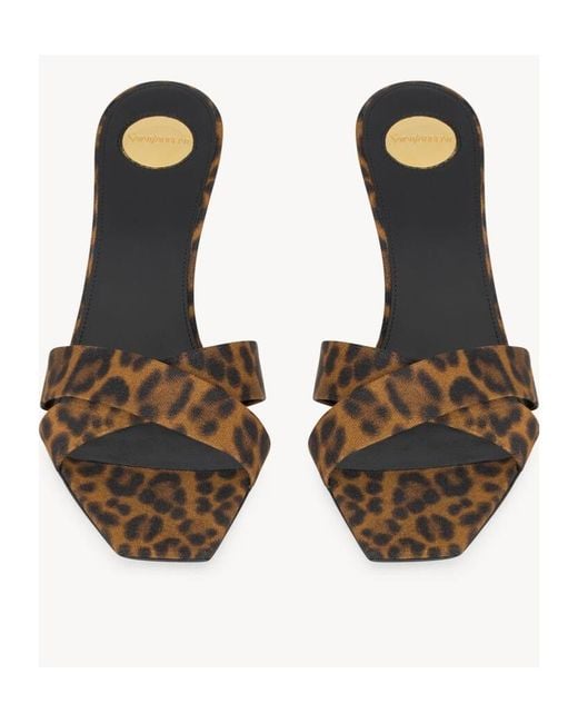 Saint Laurent Brown Jill Leopard Mules
