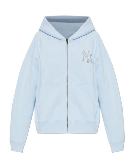 Sporty & Rich Blue Long-Sleeve Hooded Sweatshirt