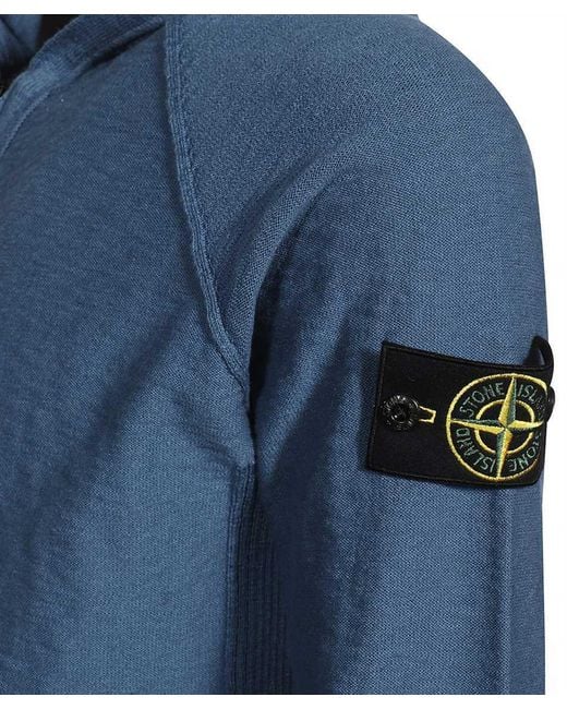 Stone Island Blue Hooded Casual Jacket for men