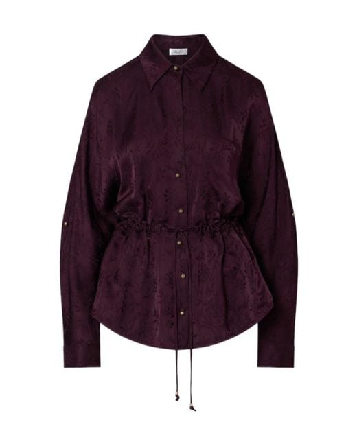 Liu Jo Purple Jacquard Satin Shirt