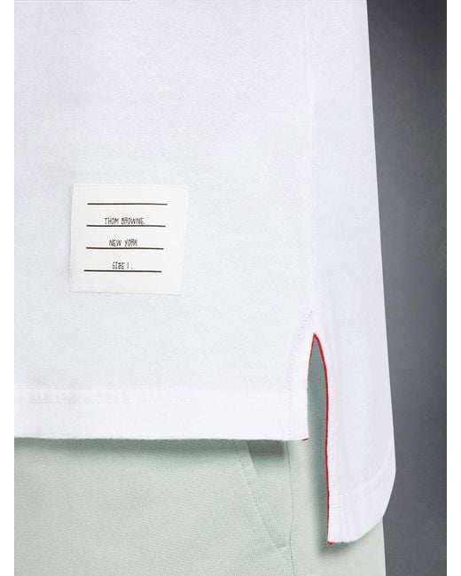 Thom Browne White Jersey 4-Bar Short Sleeve T-Shirt for men