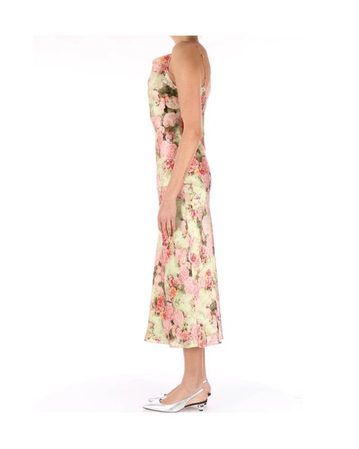 Max Mara White Studio Floral Printed Satin Midi Dress