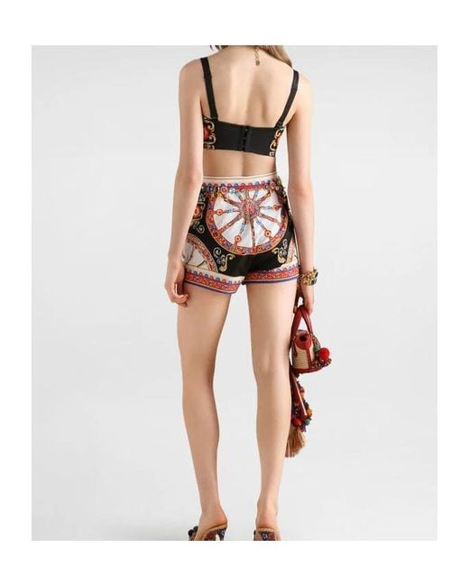 Dolce & Gabbana Red Carretto Printed Poplin Shorts