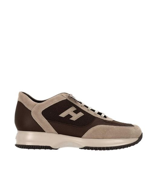 Hogan Brown Round-Toe Sneakers for men