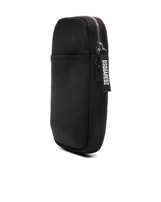 DSquared² Black Logo-Plaque Zipped Shoulder Bag for men