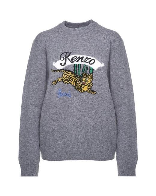 KENZO Gray Jumping Tiger Sweater for men