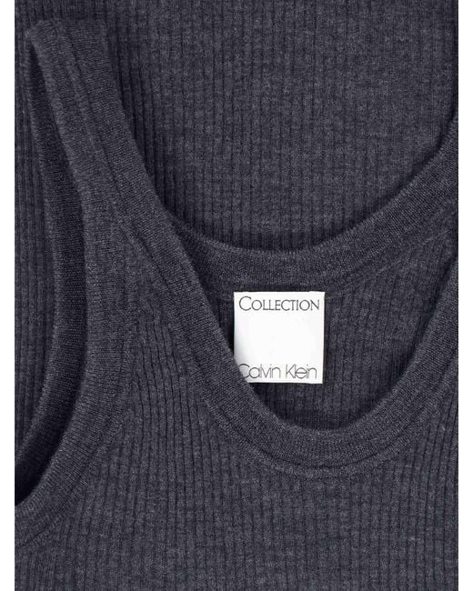 Calvin Klein Blue Sleeveless Ribbed Top