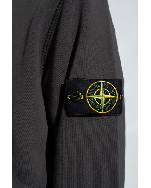 Stone Island Black Compass Patch Crewneck Sweatshirt for men