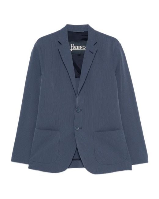 Herno Blue Notched-Lapel Blazer for men
