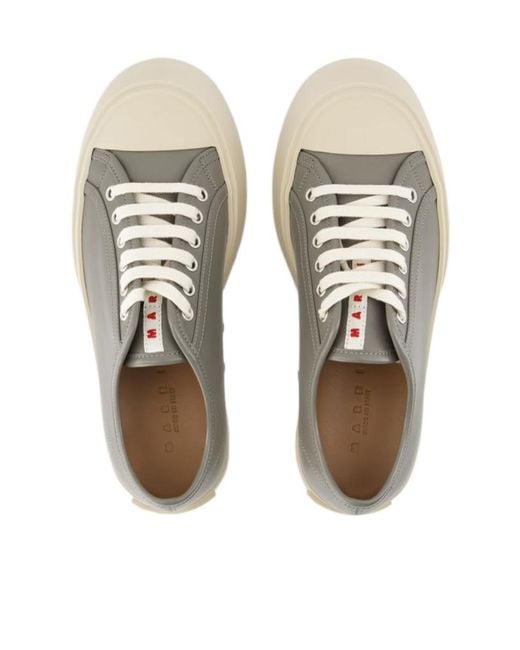 Marni Gray Logo Patch Lace-Up Sneakers for men