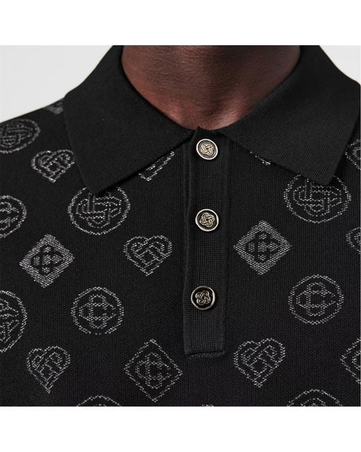 Casablanca Black Logo Embroidered Polo Shirt for men