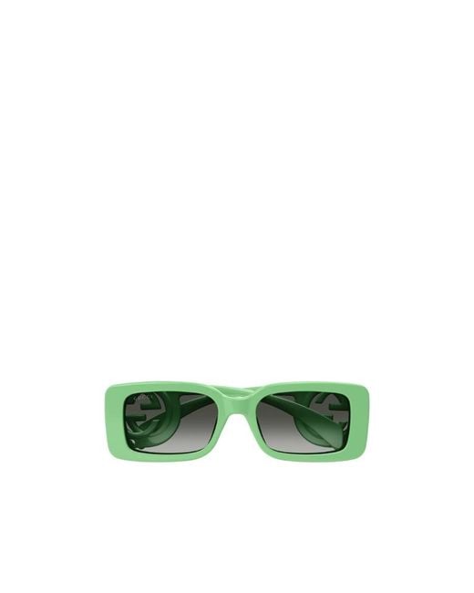 Gucci Green Eyewear Rectangular Logo-Detail Sunglasses