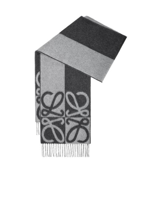Loewe Gray Anagram Fringed Scarf