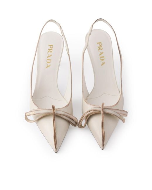 Prada White Decollete Slingback Heeled Pumps