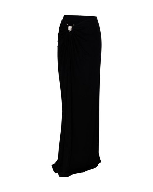 Christopher Esber Black Bezel-Quartz Ruched Maxi Skirt