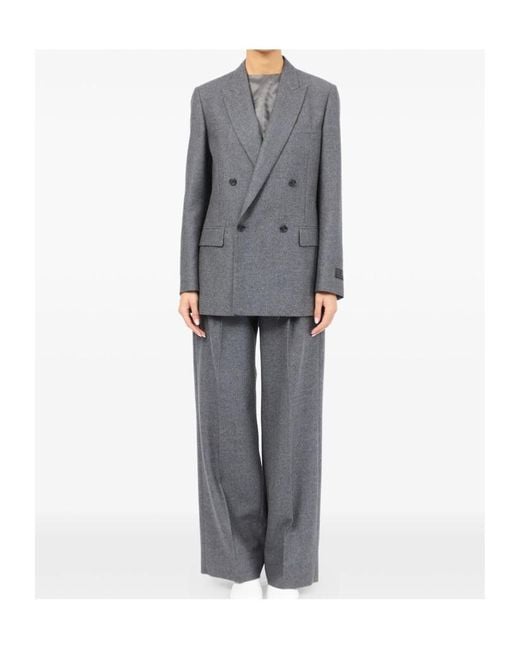 MM6 by Maison Margiela Gray Double-Breasted Blazer