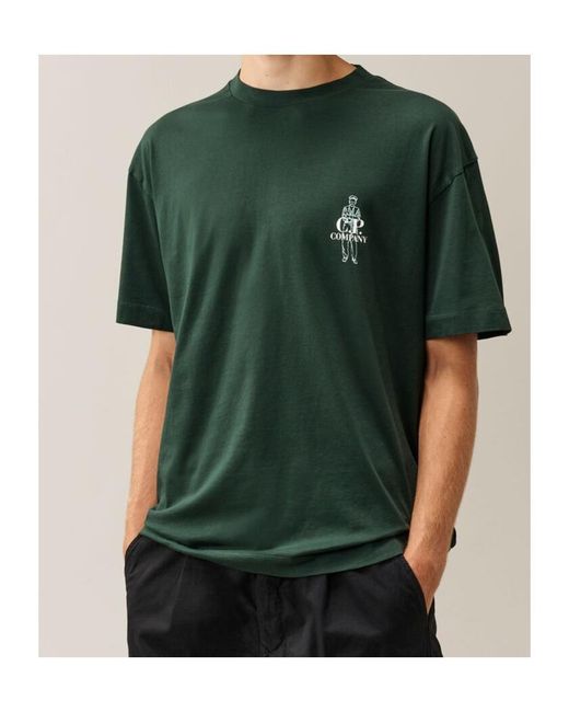 C P Company Green Short-Sleeved T-Shirt for men