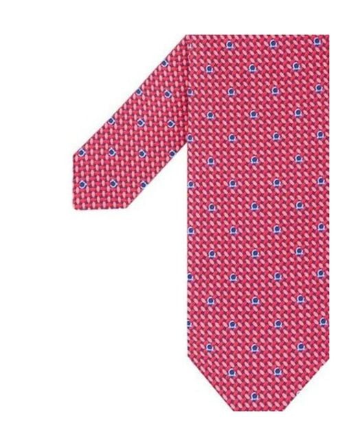Ferragamo Pink Printed Tie for men