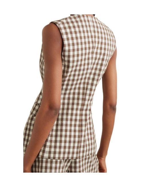 Veronica Beard White Lois Gingham Vest