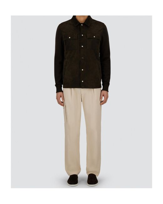 Herno Black Suede Panelled Shirt Jacket for men