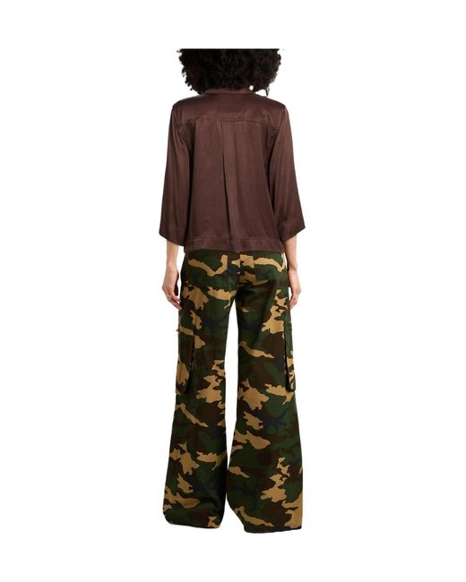 Ganni Brown Satin Solid-Color Shirt